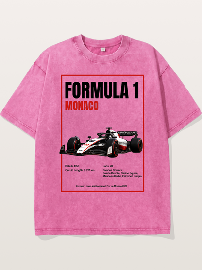 F1 Monaco LV Racing Car Poster Washed T-shirt