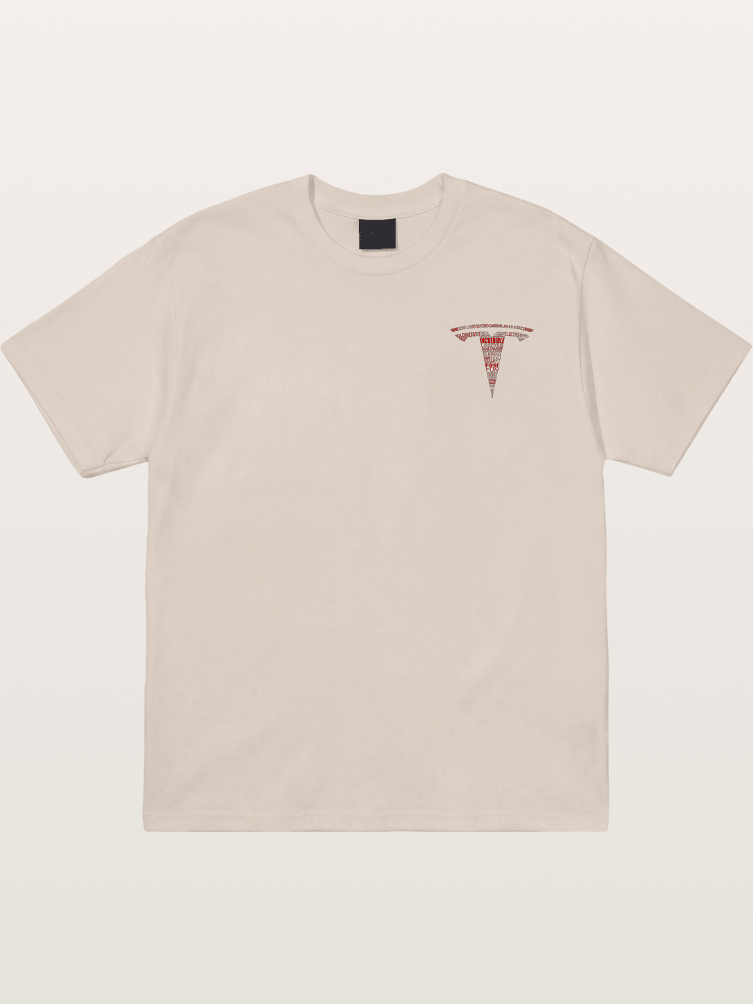 Tesla Word Cloud Heart Print Cotton T-shirt