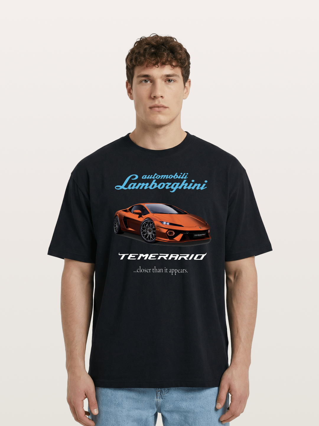 Lamborghini Temerario Orange Sports Car Cotton T-shirt