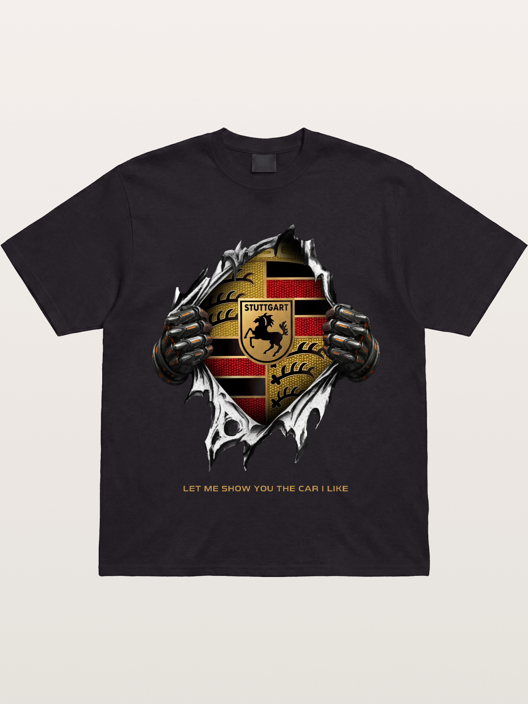 Porsche Crest Tear Through Effect Gildan T-shirt
