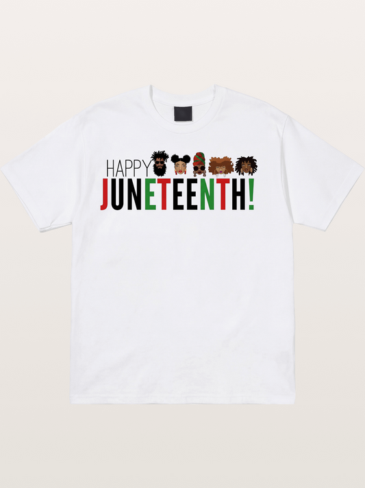 Happy Juneteenth Diverse Faces Cotton T-shirt