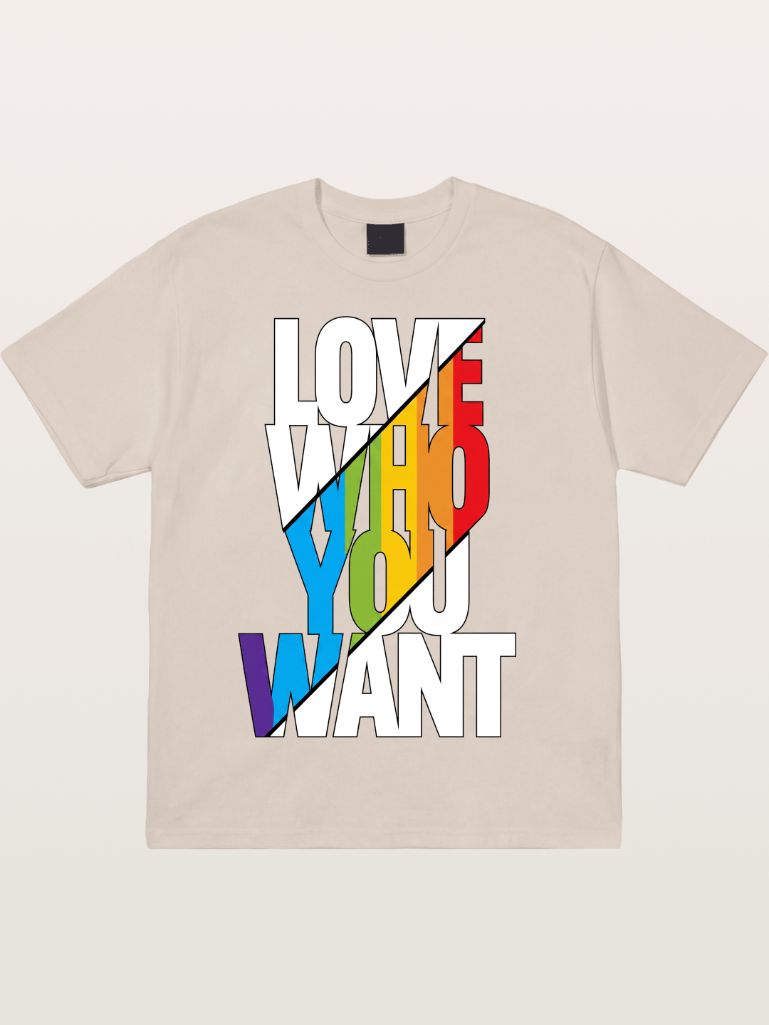 Love Who You Want Diagonal Print Cotton T-shirt