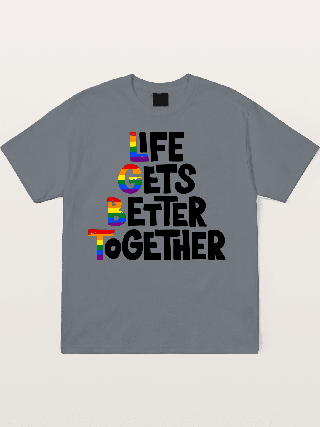 Together Pride Rainbow Quote Art Cotton T-shirt