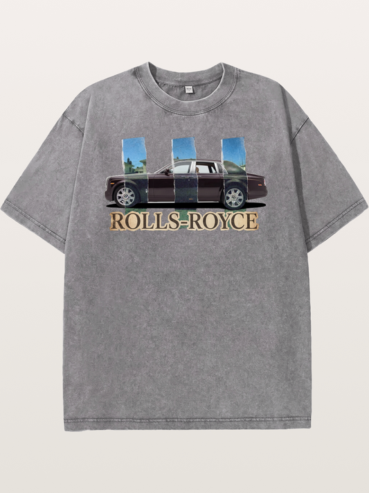 Torn Paper Rolls Royce Collage Washed T-shirt