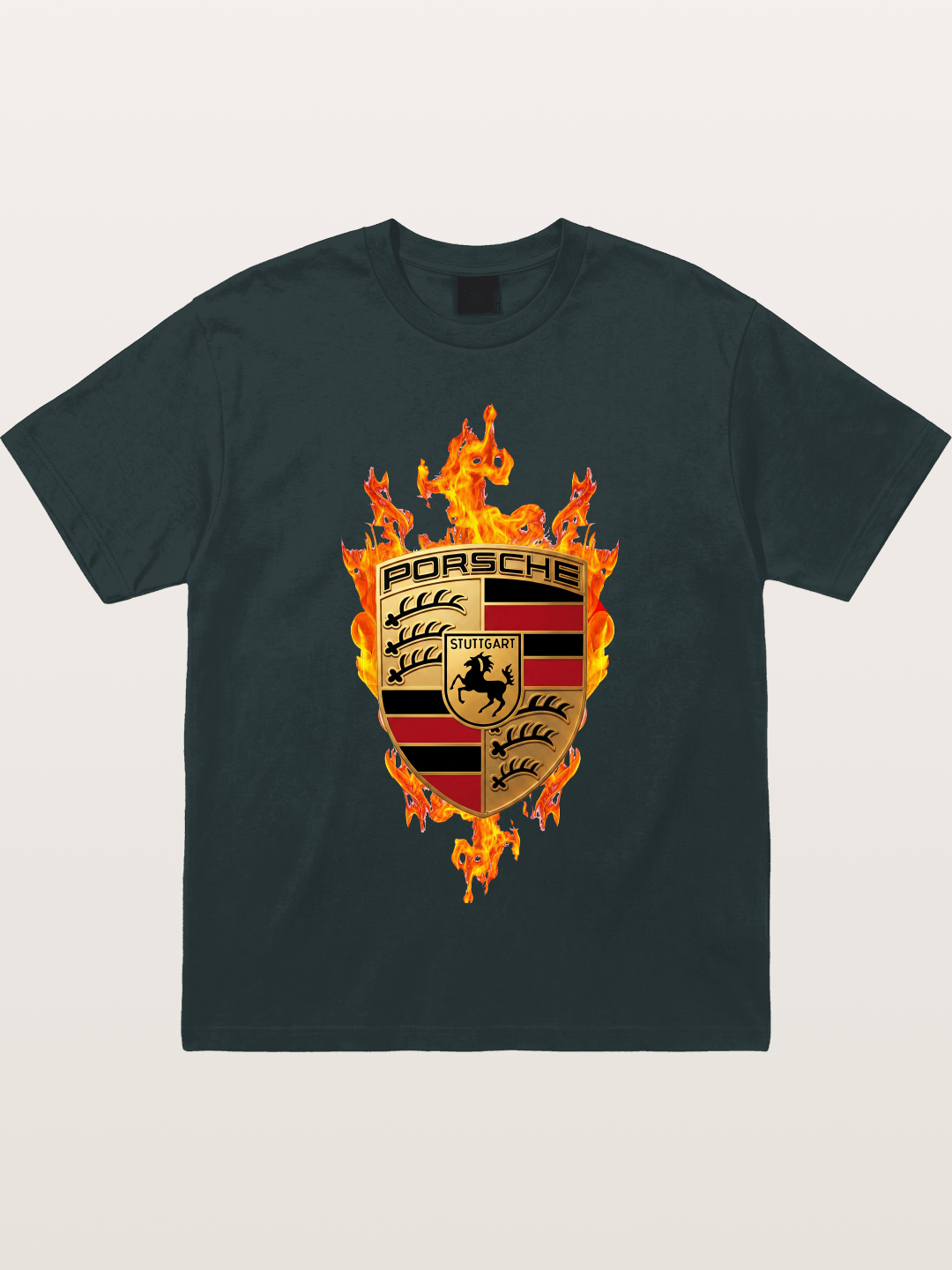 Porsche Flaming Logo Print Gildan T-shirt