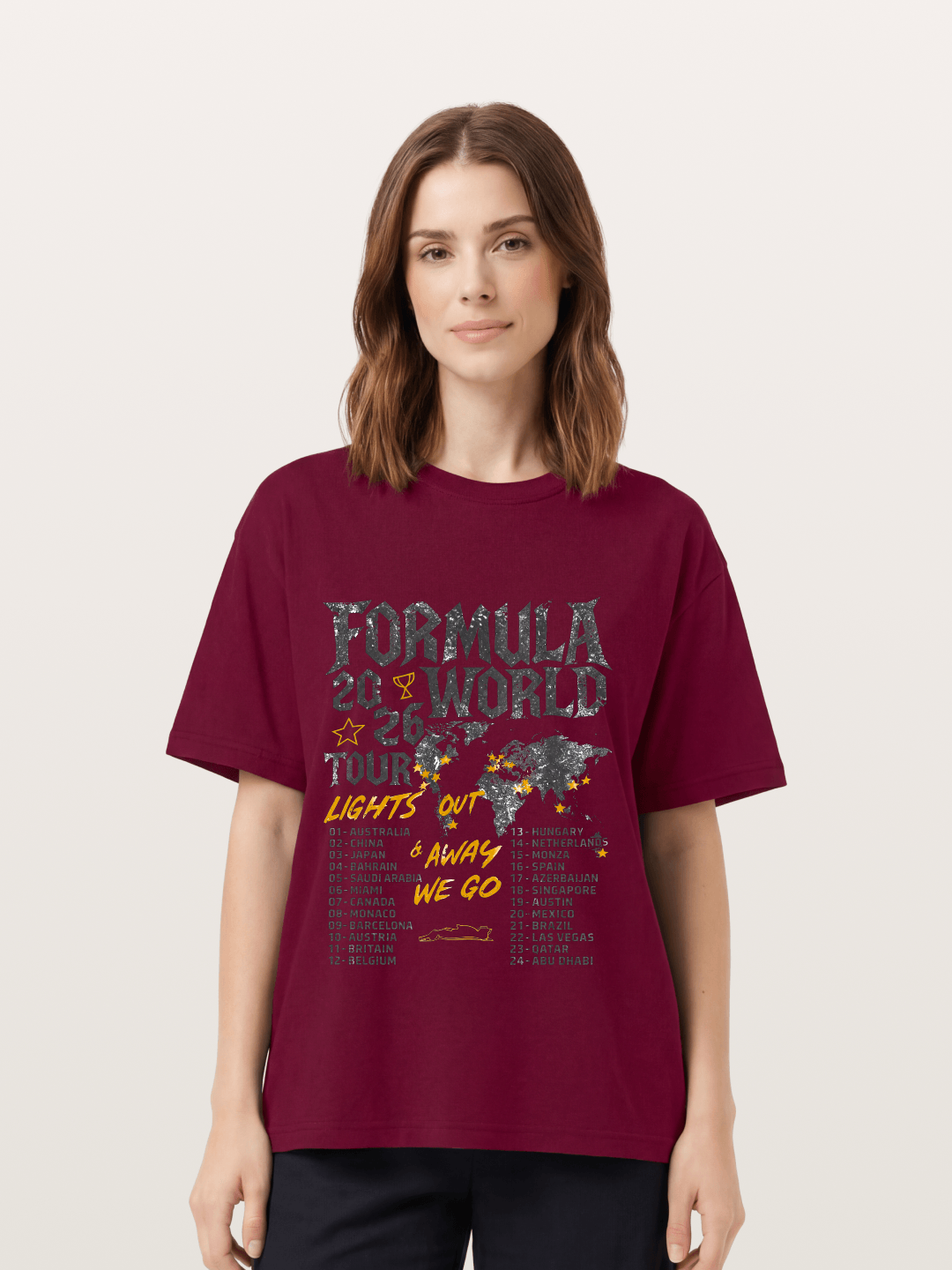 2026 F1 World Tour Poster Gildan T-shirt