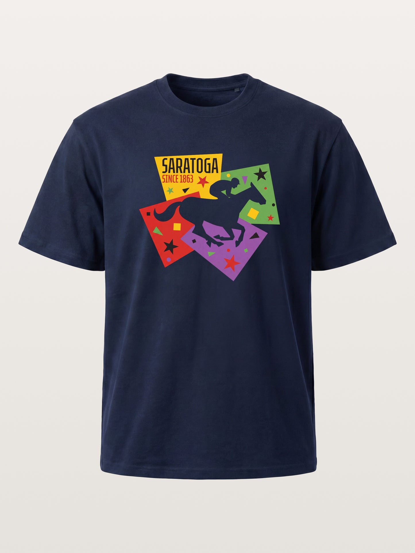 Saratoga Geometric Horse Rider Art Cotton T-shirt