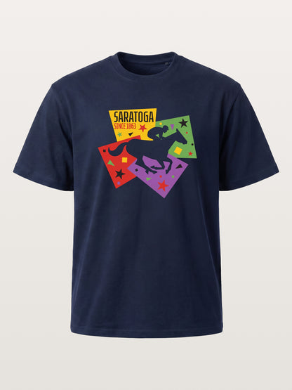 Saratoga Geometric Horse Rider Art Cotton T-shirt