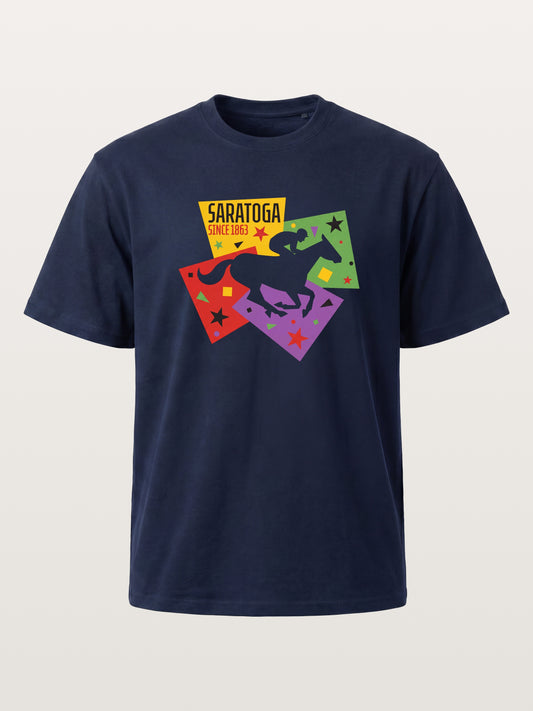 Saratoga Geometric Horse Rider Art Cotton T-shirt