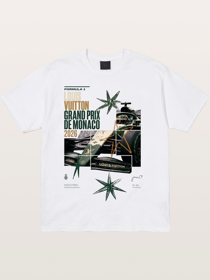 Green LV F1 Race Car Print Cotton T-shirt