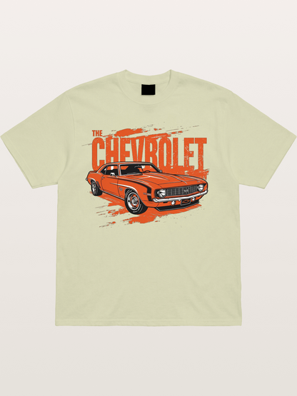 Orange Classic American Car Cotton T-shirt