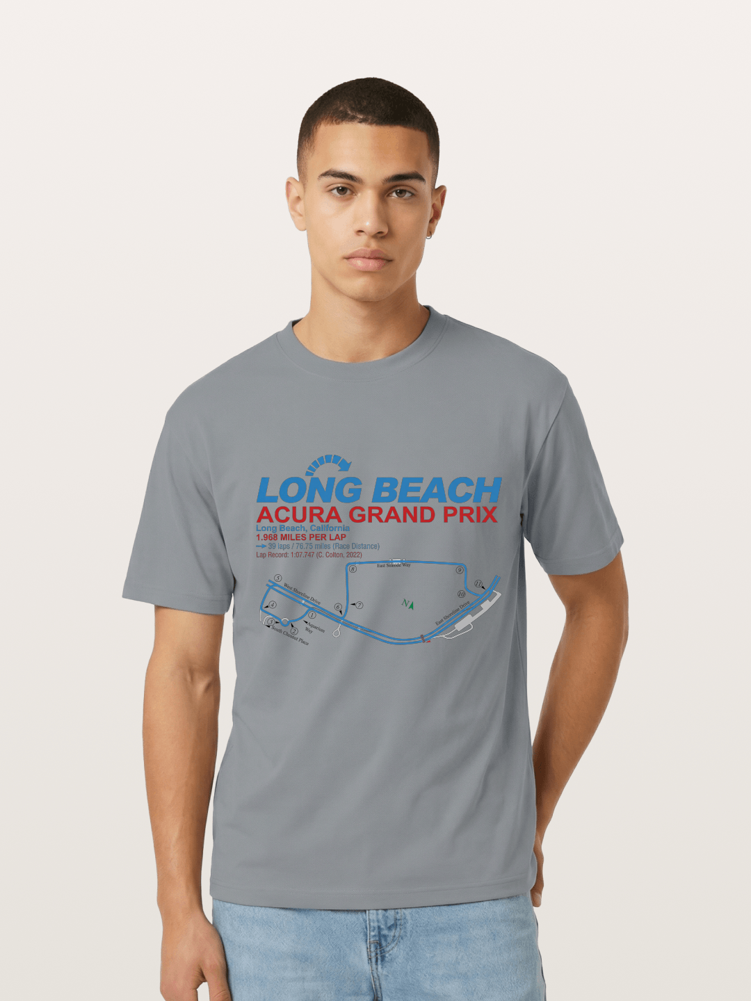 Long Beach Grand Prix Map Gildan T-shirt