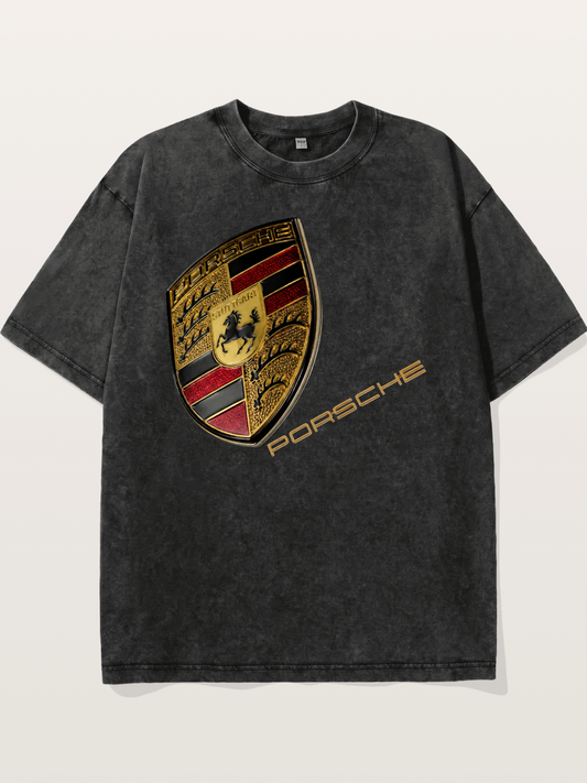 Porsche Classic Emblem Art Washed T-shirt