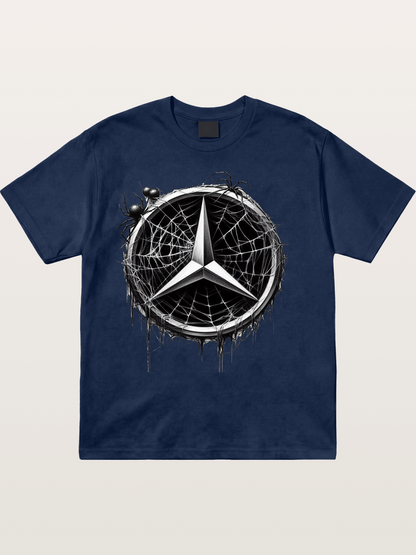 Mercedes Spider Web Logo Art Cotton T-shirt