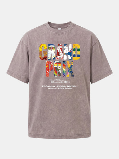 2026 British Grand Prix Multi-Flag Typography Washed T-shirt