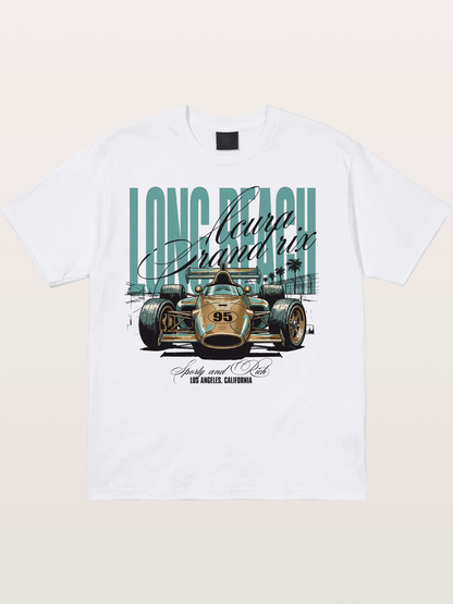 Vintage Long Beach Open Wheel Car Cotton T-shirt
