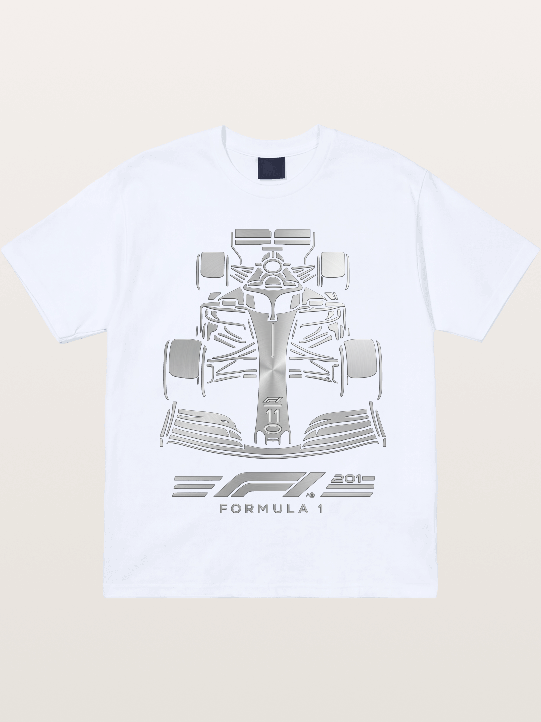 Silver F1 Car Line Art Print Gildan T-shirt