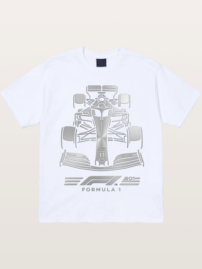 Silver F1 Car Line Art Print Gildan T-shirt