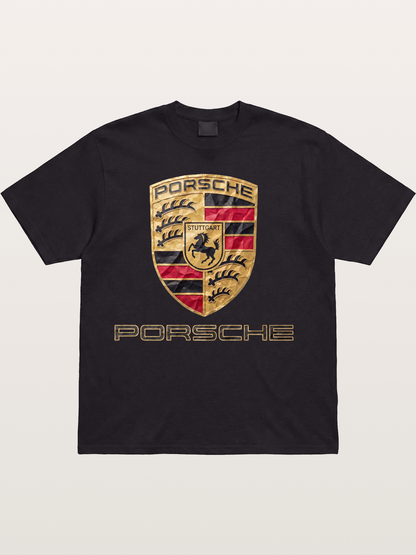 Porsche Crumpled Paper Logo Cotton T-shirt