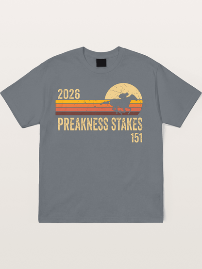 Retro Sunset Preakness Stakes 2026 Cotton T-shirt