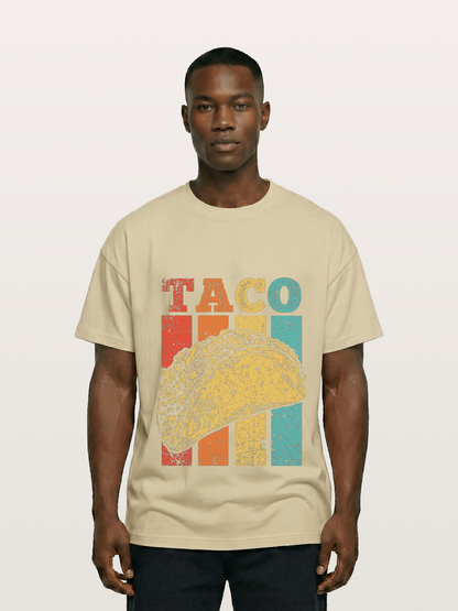 Vintage Taco Retro Stripes Food Gildan T-shirt