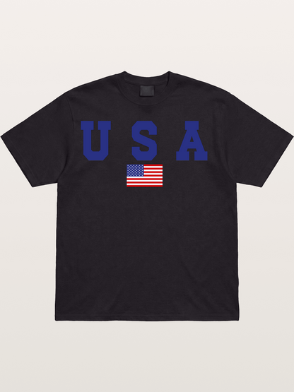 USA Letters With American Flag Cotton T-shirt