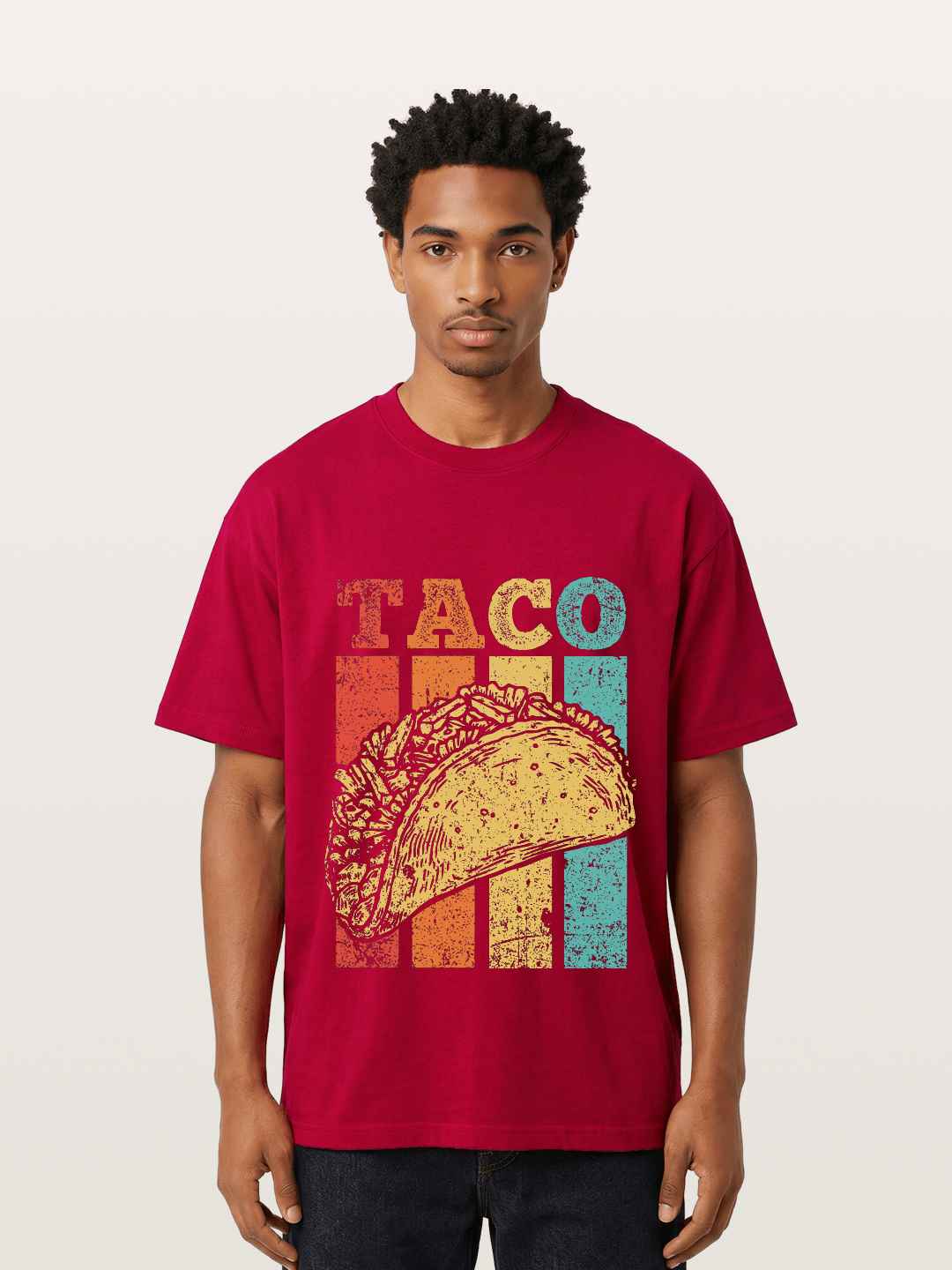 Vintage Taco Retro Stripes Food Gildan T-shirt