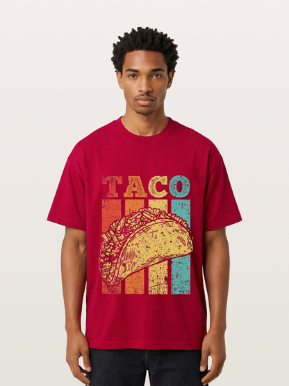 Vintage Taco Retro Stripes Food Gildan T-shirt
