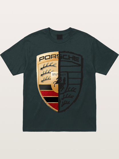 Porsche Half Sketch Half Real Gildan T-shirt
