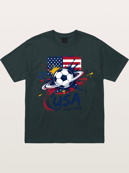 American Flag Splatter Soccer 2026 Gildan T-shirt