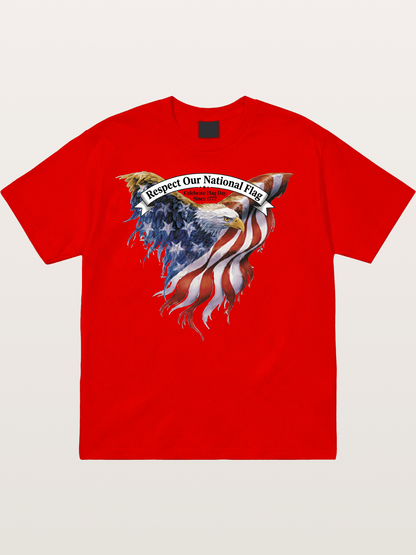 Flag Wing Eagle Banner Art Cotton T-shirt