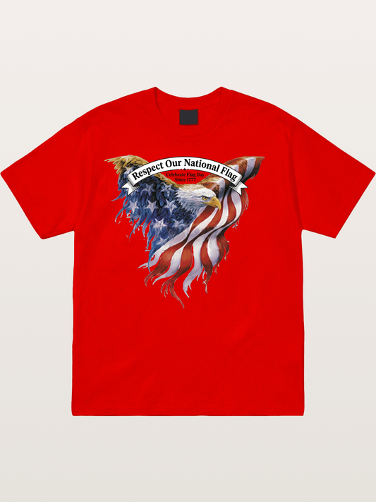 Flag Wing Eagle Banner Art Cotton T-shirt