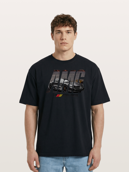 AMG Lettermark Car Print Cotton T-shirt