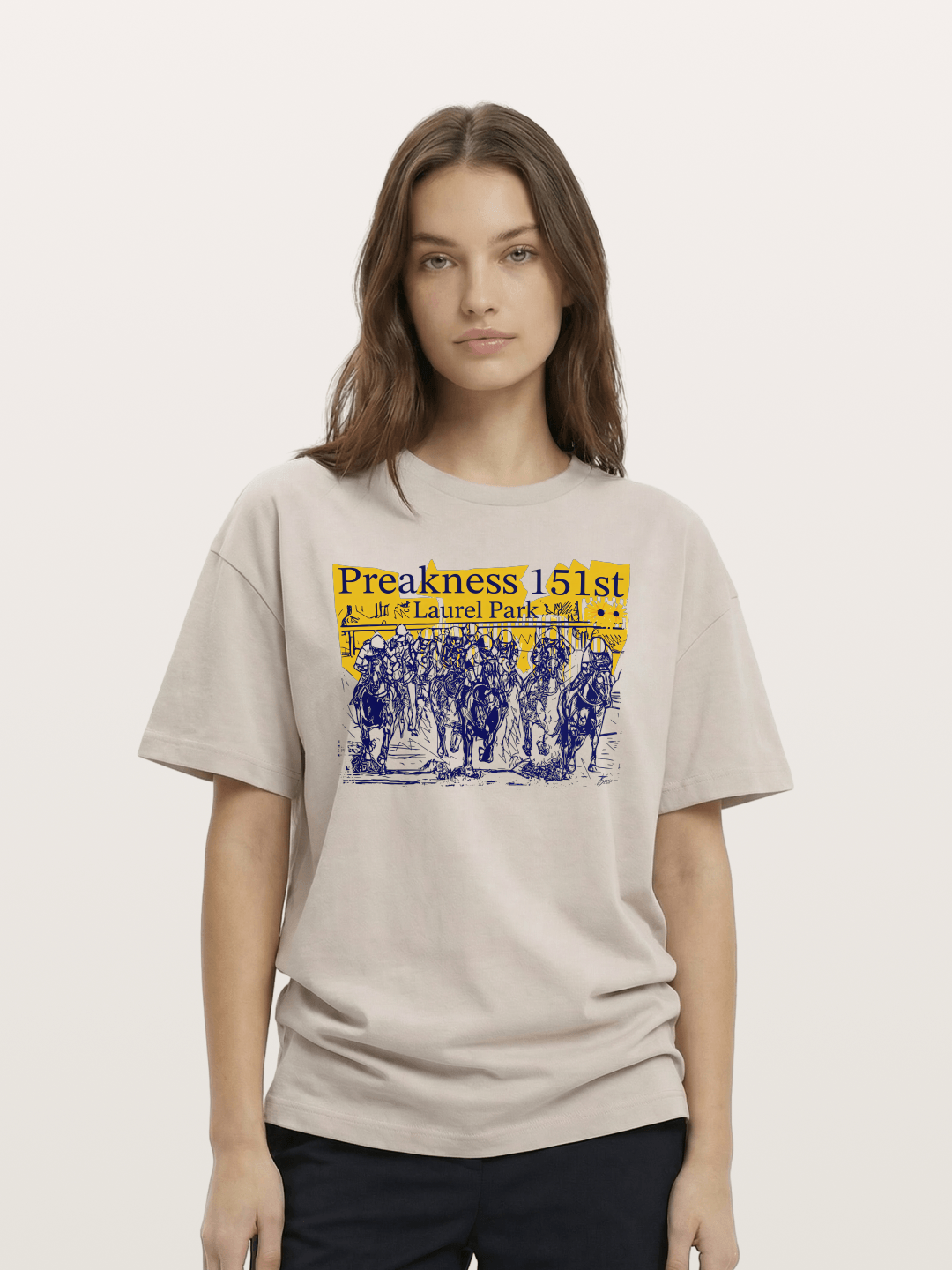 Preakness 151 Sketch Racing Art Cotton T-shirt