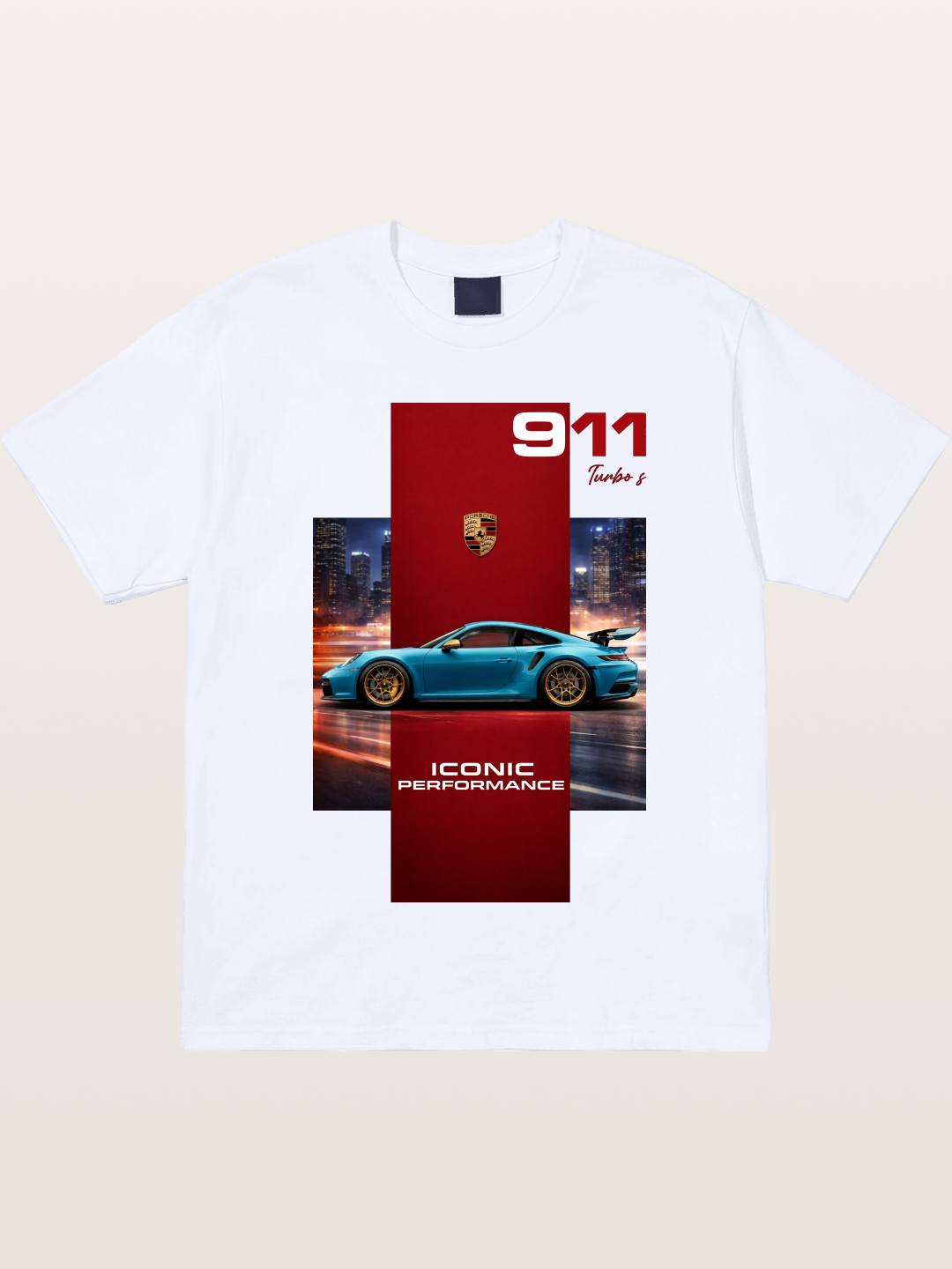 Porsche 911 Turbo S Blue Iconic Gildan T-shirt