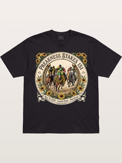 151st Preakness Stakes Horseshoe Badge Gildan T-shirt