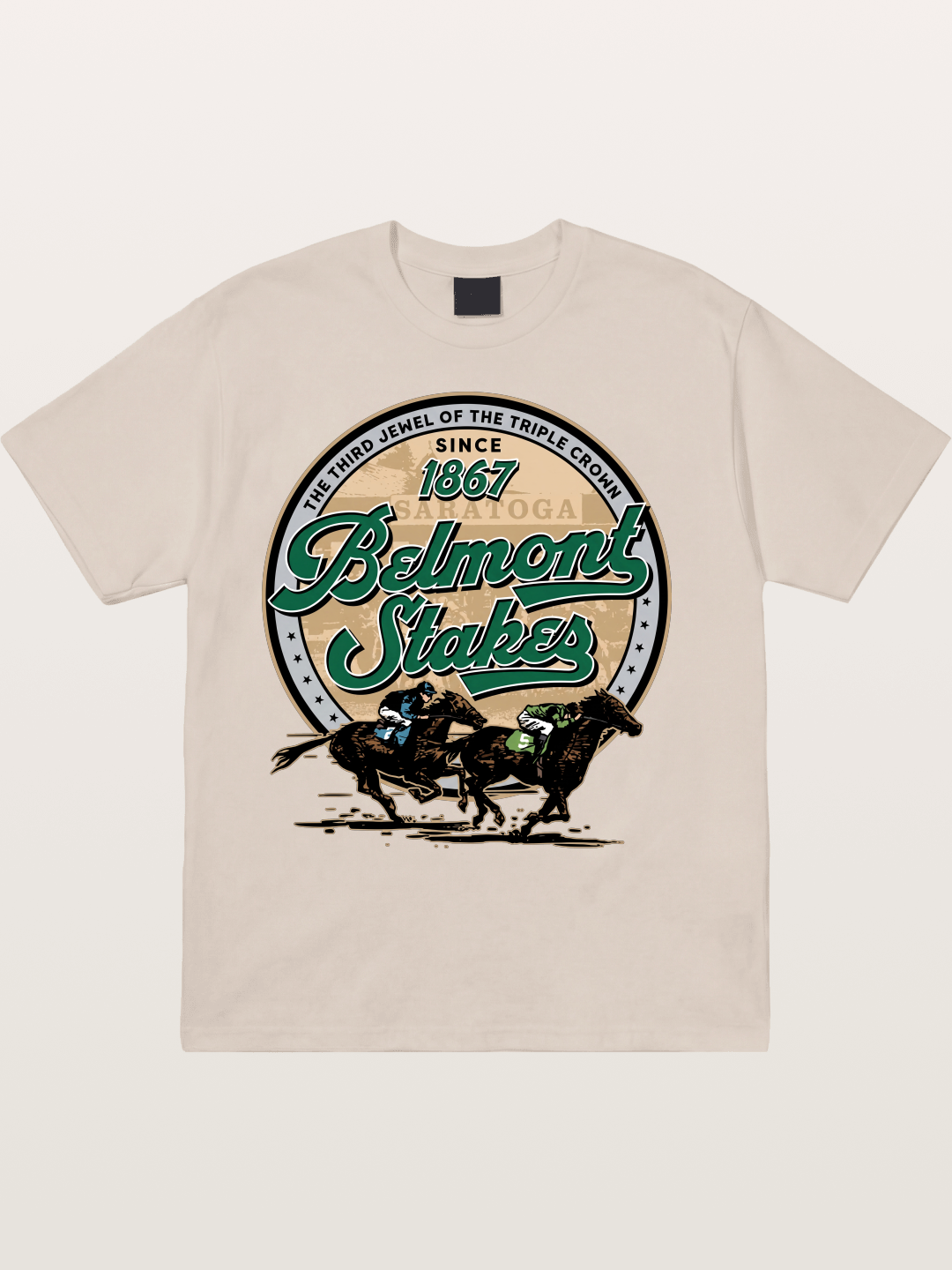 Belmont Stakes Two Horses Racing Cotton T-shirt