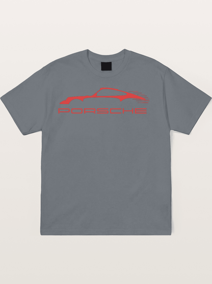 Red Porsche Silhouette Art Cotton T-shirt