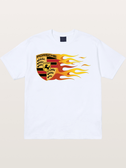 Porsche Crest With Flame Accents Gildan T-shirt