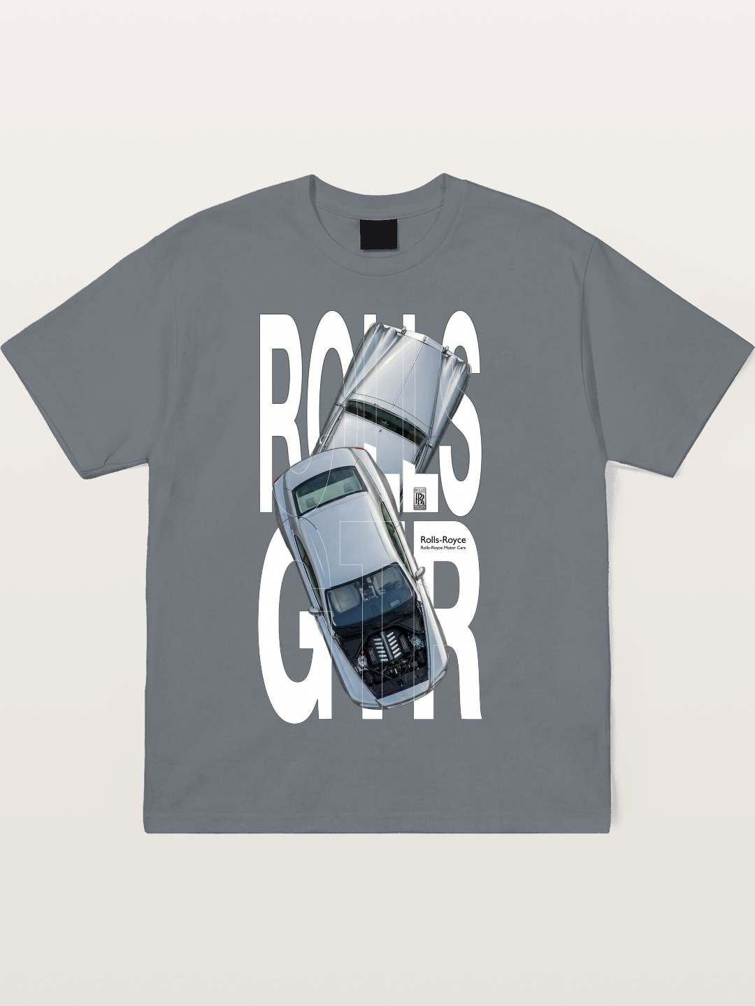 Silver Rolls Royce Overlay Print Cotton T-shirt