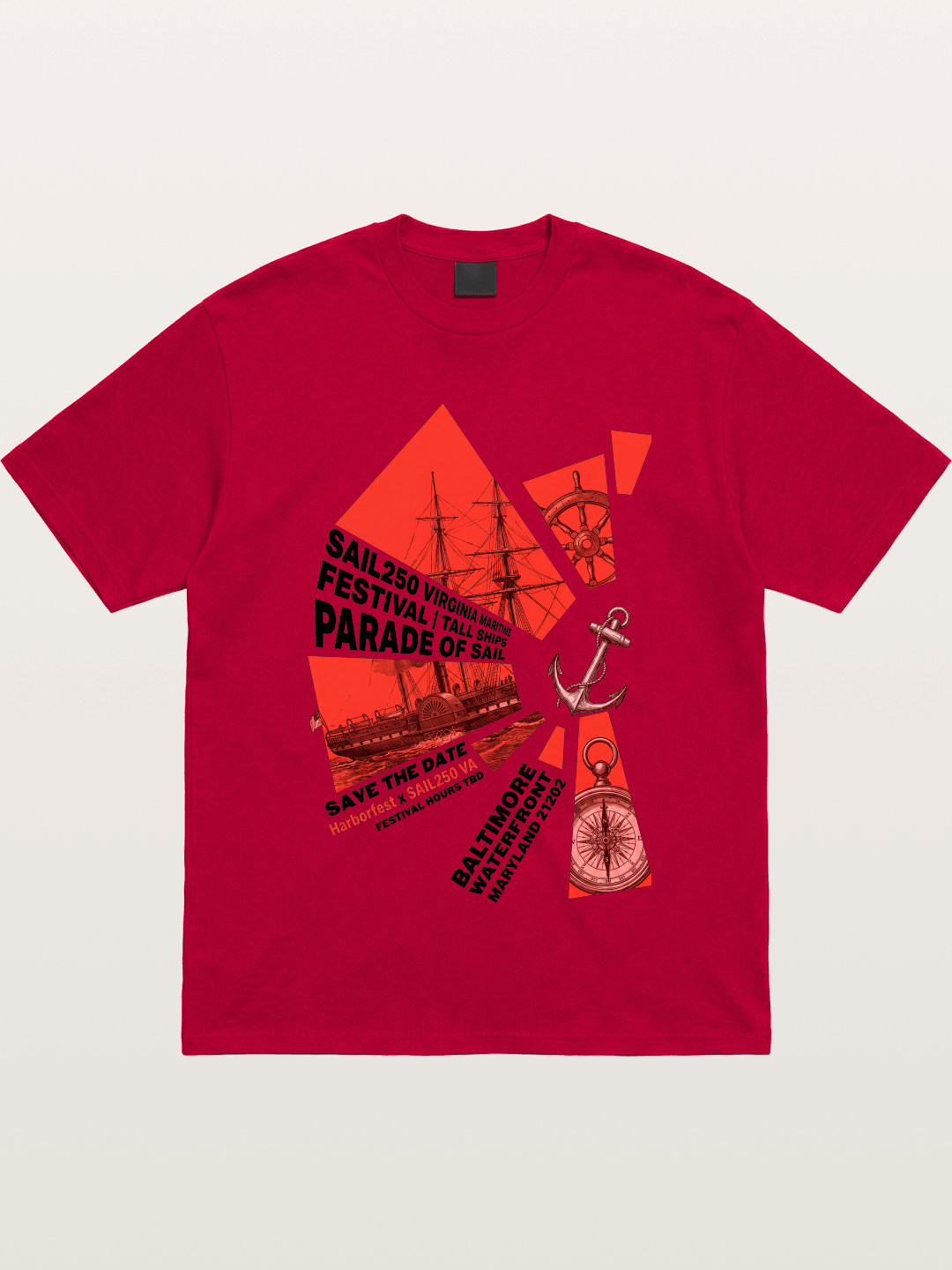 Pink Red Geometric Sail Poster Gildan T-shirt