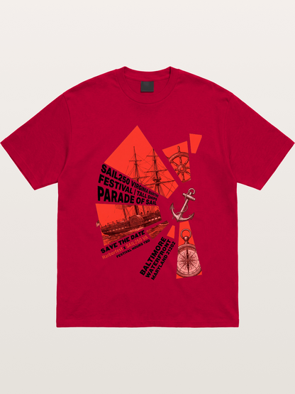 Pink Red Geometric Sail Poster Gildan T-shirt