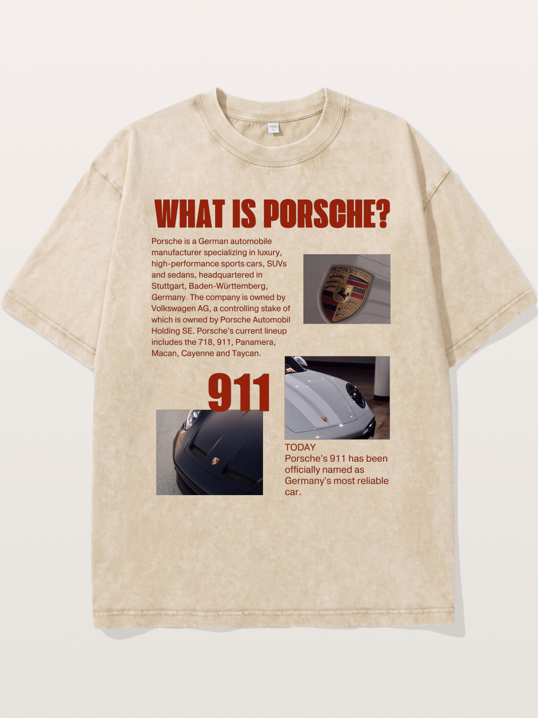 Porsche 911 Information Layout Washed T-shirt