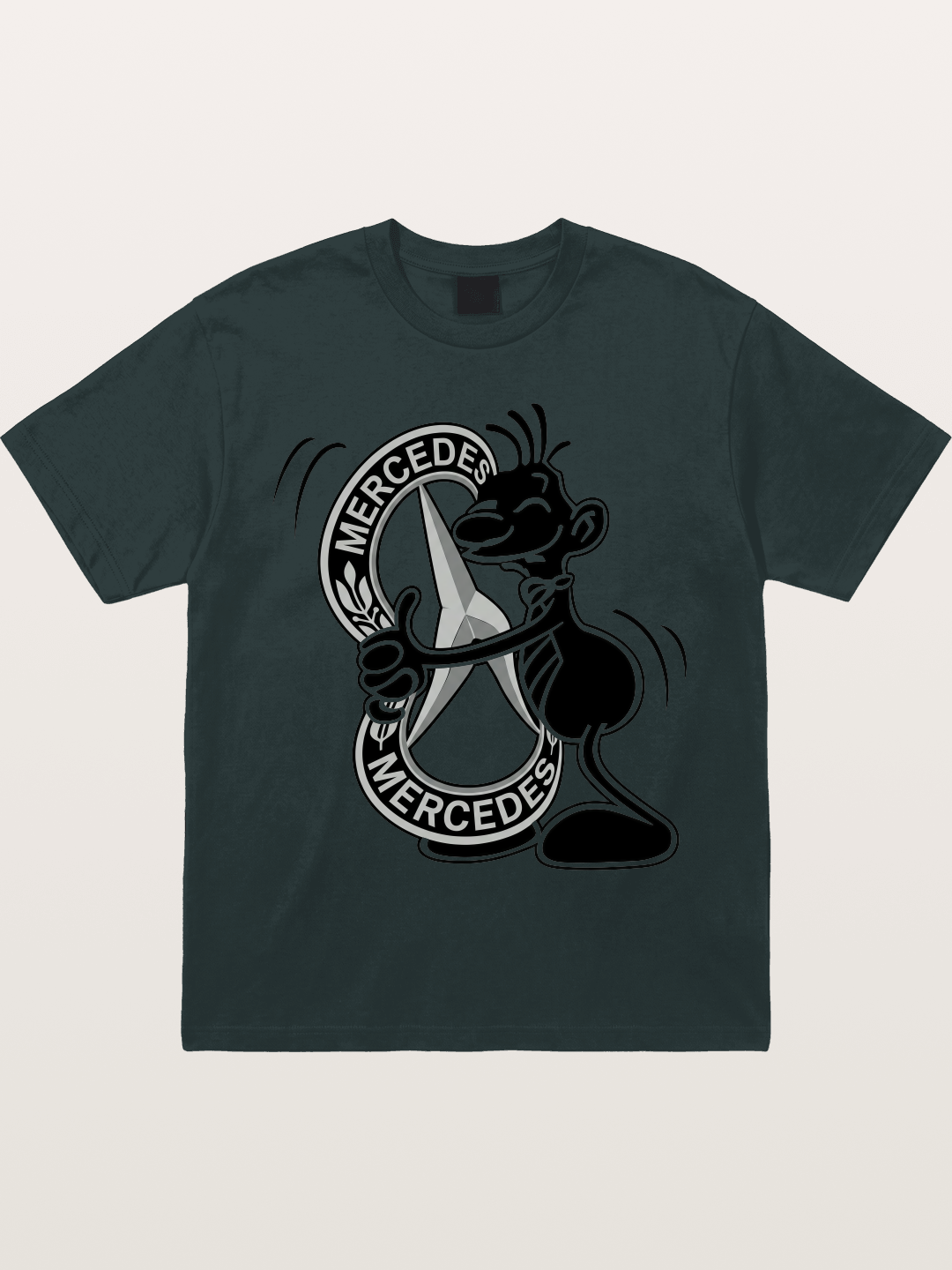Character Holding Mercedes Emblem Gildan T-shirt