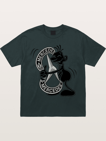 Character Holding Mercedes Emblem Gildan T-shirt