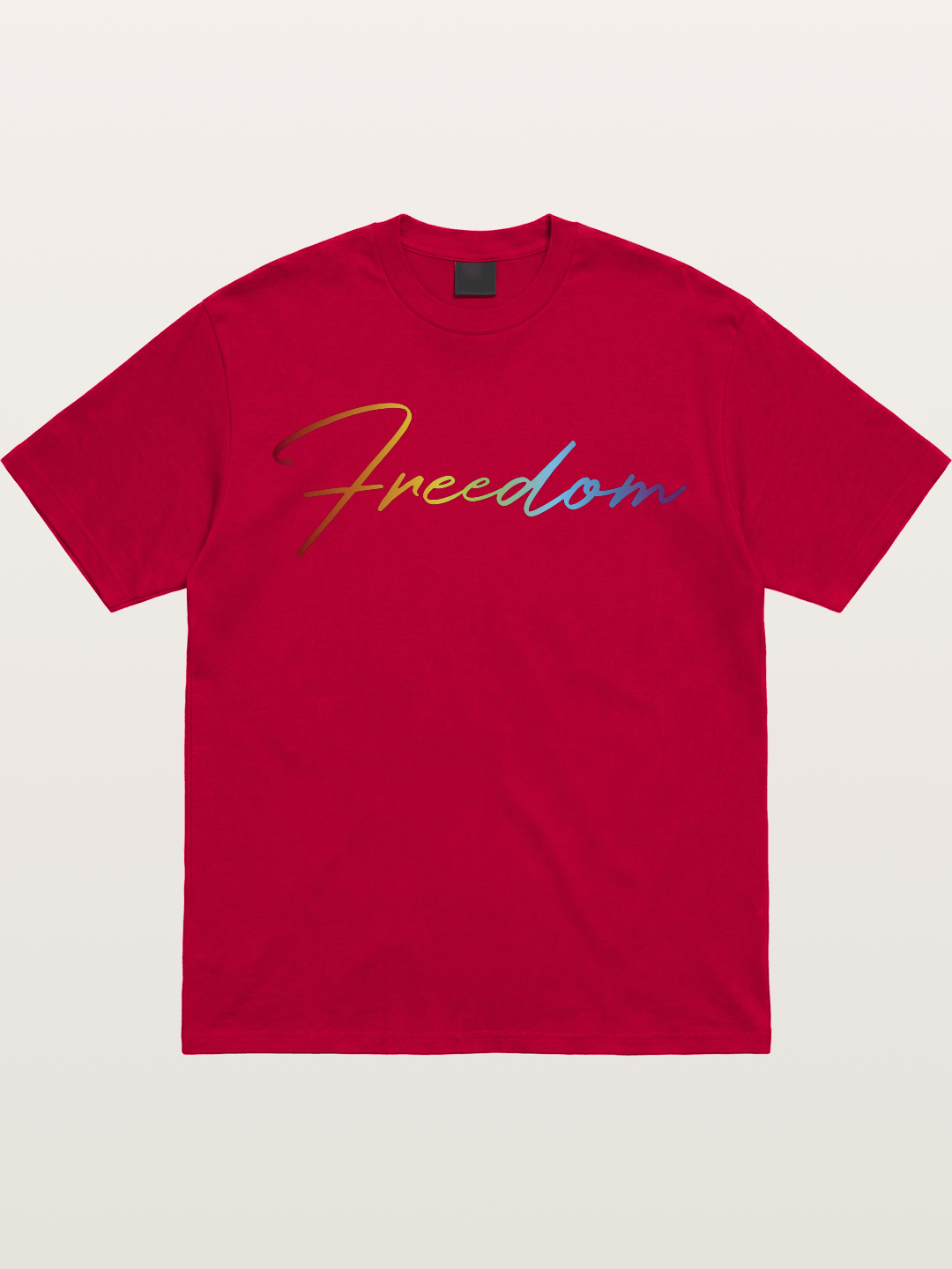Freedom Rainbow Gradient Script Text Gildan T-shirt