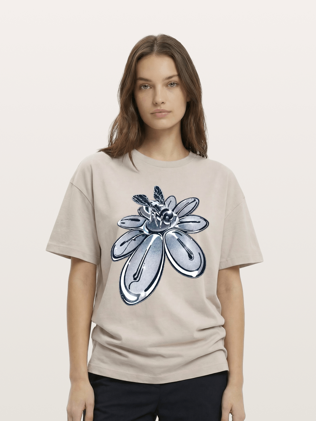 EDC Silver Chrome Daisy Art Cotton T-shirt
