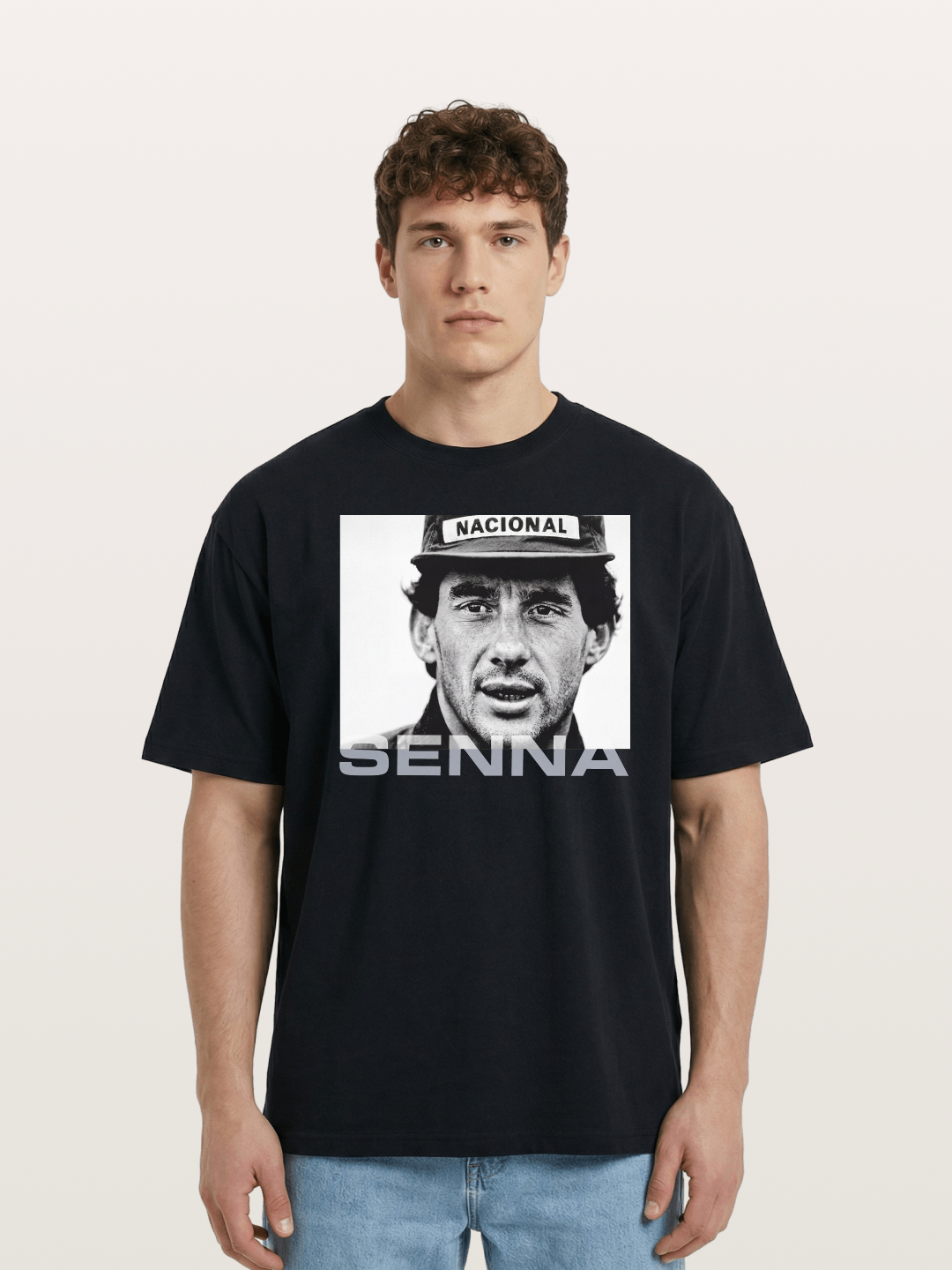Ayrton Senna Black White Portrait Cotton T-shirt