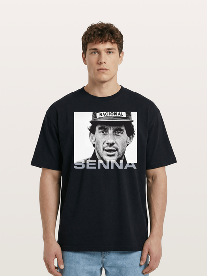 Ayrton Senna Black White Portrait Cotton T-shirt