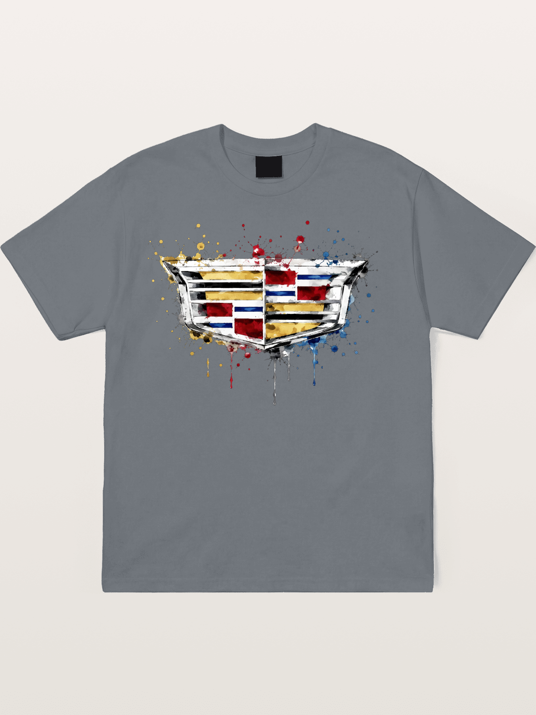 Cadillac Watercolor Logo Print Cotton T-shirt